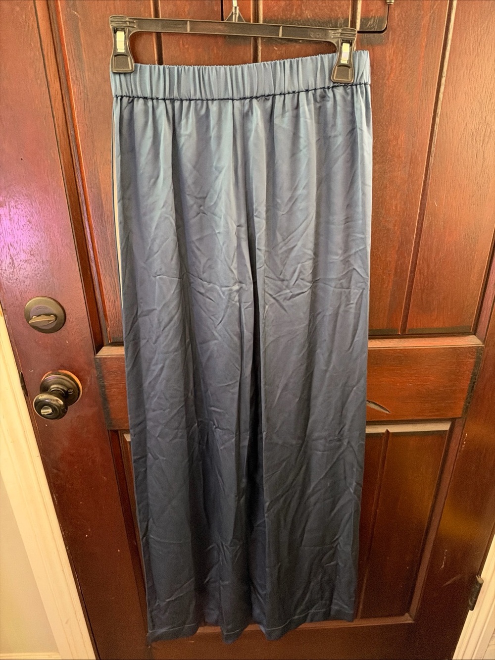 TWP women’s Eve blue wing teal wide leg pull on trousers pants